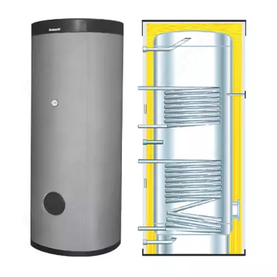 Kép 3/5 - Centrometal STB 300 INOX indirekt használati meleg víz tároló 2 hőcserélővel (283 liter)