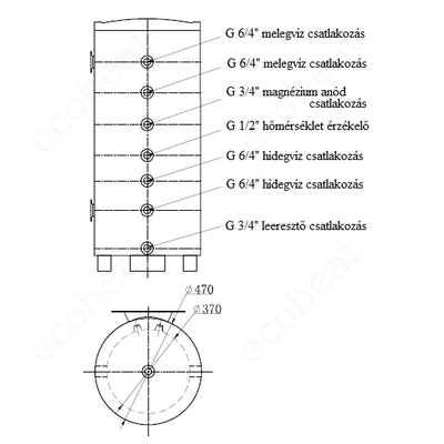 Kép 5/8 - FALCON HPB INOX hűtési és fűtési puffer tartály 3 kw-os fűtőbetéttel